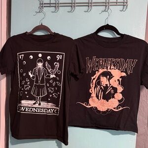 Two (2) Wednesday Adams black Graphic Short Sleeve Tee bundle